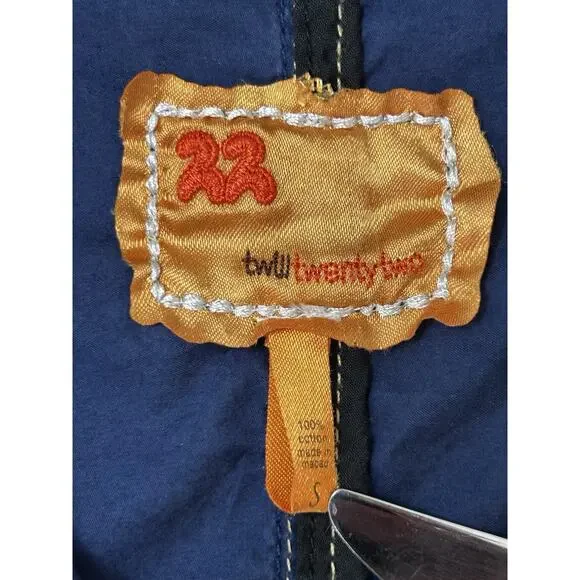 Twill Twenty Two 22 Size Small Anthropologie Navy Cotton Jacket Unique Zippers - Picture 6 of 11